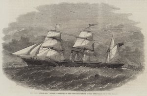 La nave a vapore a vite "Indian", arrivo del primo distaccamento del 100° Reggimento nel Mersey (incisione) da English School