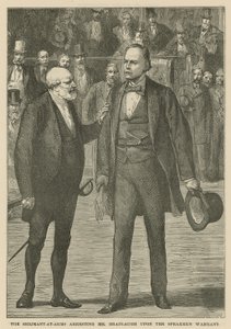 Il Serjeant-at-Arms arresta il signor Bradlaugh su mandato dello Speaker da English School