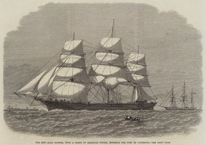 La nave Glad Tidings, con un carico di cotone americano, entra nel porto di Liverpool da English School