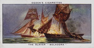 Il mercante di schiavi "Boladora" (litografia a colori) da English School