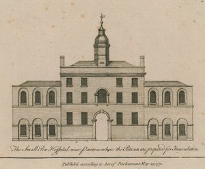 Smallpox Hospital vicino a Pancras dove i pazienti sono preparati per l