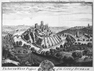 La prospettiva sud-ovest della città di Durham, circa 1600