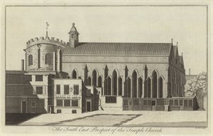 Prospetto sud-est della Chiesa del Tempio, Londra da English School
