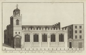 Prospetto sud-ovest della Chiesa parrocchiale di St Catherine Cree in Leadenhall Street, Londra