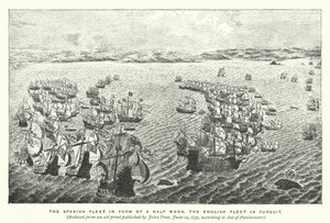 La flotta spagnola in forma di mezzaluna, la flotta inglese all