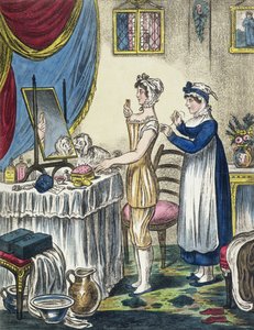 Le Stays, tavola 1 da The Progress of the Toilet, c.1810 da English School