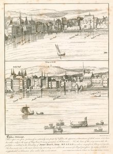 The Strand, Londra, dal fiume Tamigi nel XVII secolo da English School