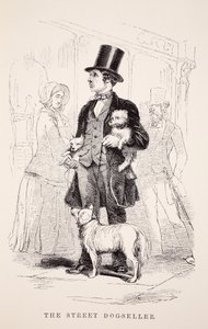 Il venditore di cani per strada, illustrazione da London Labour and London Poor di Henry Mayhew, pub. 1862 da English School