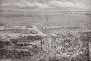 Il porto e i moli di Swansea, da The Illustrated London News, 22 ottobre 1881 da English School