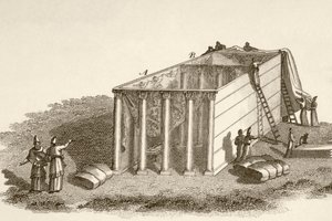 Il Tabernacolo nel Deserto scoperto (litografia) da English School