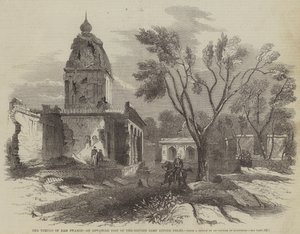 Il Tempio di Ram Swamee, un avamposto del campo britannico davanti a Delhi (incisione) da English School