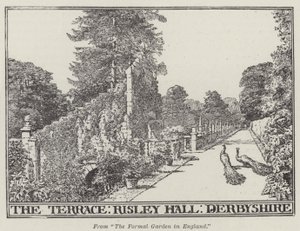 La terrazza, Risley Hall, Derbyshire (incisione) da English School