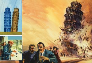 La Torre di Pisa, immaginata in caduta