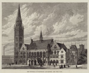 Il municipio di Rochdale, Lancashire (incisione) da English School