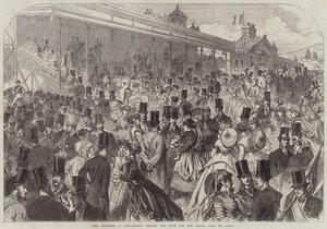Le tribune a Longchamps prima della corsa per il Grand Prix de Paris (incisione) da English School