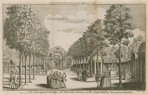 Gli Archi Trionfali, la Statua di Mr Handel, nel South Walk dei Giardini di Vauxhall, Londra da English School