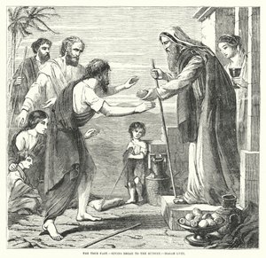 Il vero digiuno, dare pane agli affamati, Isaia LVIII (incisione) da English School