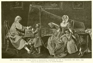 La famiglia Tschudi: Tschudi che accorda uno strumento presentato a Federico il Grande, 1745 da English School