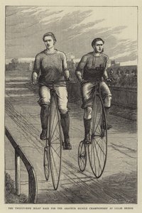 La gara di venticinque miglia per il campionato amatoriale di ciclismo a Lillie Bridge da English School