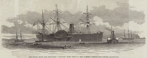 La nave postale degli Stati Uniti "Atlantic" rimorchiata ai suoi ormeggi di fronte a Haulbowline, Queenstown da English School