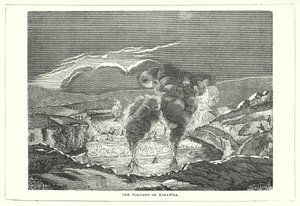Il vulcano di Kirawra (incisione)