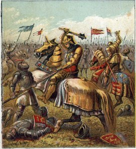 La Guerra delle Due Rose (1455-1485): Battaglia tra la Casa Reale di York e la Casa Reale di Lancaster. Illustrazione della Guerra Civile Inglese nata dalla divisione dei successori di Re Edoardo III (1327-1377) in due rami. da English School