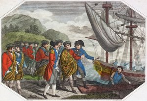 Il giovane pretendente dopo la sua sconfitta a Culloden che si imbarca per la Francia da English School