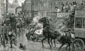 La battaglia delle strade di Londra - Ludgate Hill in un giorno scivoloso da English School