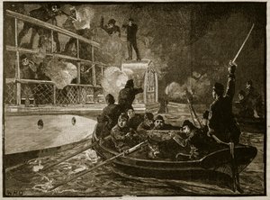 La cattura della Caroline, 1837, illustrazione da Cassells Illustrated History of England da English School