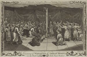 La cerimonia di pesatura del Gran Mogol nel giorno del suo compleanno da English School