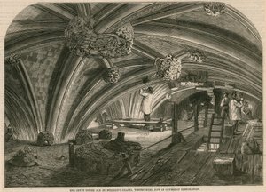 La cripta sotto la vecchia Cappella di San Stefano, Westminster, ora in corso di restauro