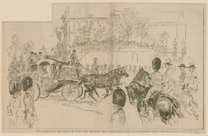 La partenza del Principe di Galles con la sposa da Marlborough House per Buckingham Palace, 23 luglio 1896 da English School