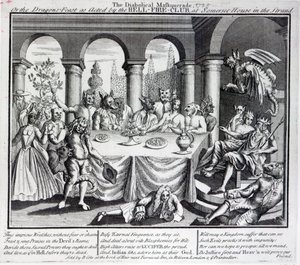 La mascherata diabolica, o la festa dei draghi come recitata dal Hell-Fire-Club, a Somerset House in the Strand da English School