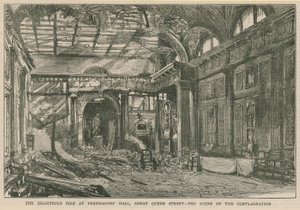 Il disastroso incendio alla Freemasons Hall, Great Queen Street, Londra