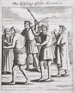 La disciplina di John Florence, illustrazione da Atti e Monumenti di John Foxe, nona edizione, pub. 1684