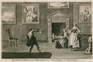 Il divertimento del Battledore e Shittlecock dal disegno originale nei Giardini di Vauxhall, Londra
