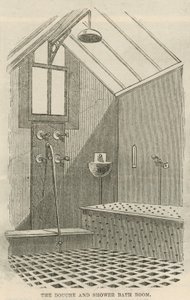 La stanza della doccia e del bagno a getto