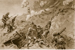 I terribili vuoti che portavano a Oppy Wood, bombardieri britannici che lavorano lungo le trincee tedesche, 1914-19 da English School