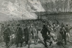 Il fatale incidente ferroviario a Canonbury, portando i feriti fuori dal tunnel da English School