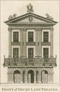 La facciata del Drury Lane Theatre, Londra da English School