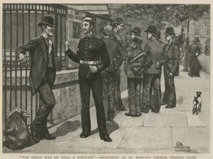 La grande guerra del 1892, una previsione; Reclutamento alla Chiesa di St Martin da English School