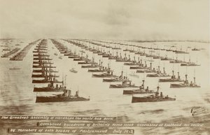 La più grande assemblea di navi da guerra che il mondo abbia mai visto (litografia) da English School
