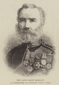 Il defunto maggiore McBlain, quartiermastro del 1° battaglione delle guardie scozzesi (incisione) da English School