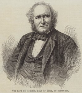 Il defunto signor Lorimer, Decano della Gilda, a Edimburgo (incisione) da English School