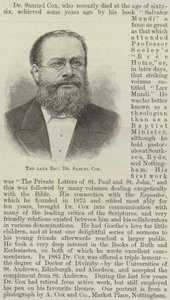 Il defunto Reverendo Dr Samuel Cox