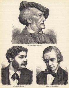 Il defunto Richard Wagner, Sir Arthur Sullivan, Sir G A Macfarren (incisione)