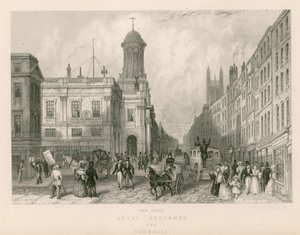 La defunta Royal Exchange e Cornhill, Londra da English School
