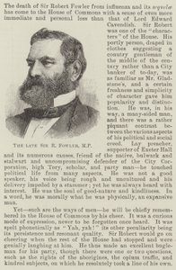 Il defunto Sir R Fowler, MP da English School