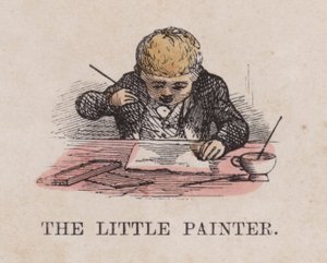 Il piccolo pittore (incisione colorata) da English School