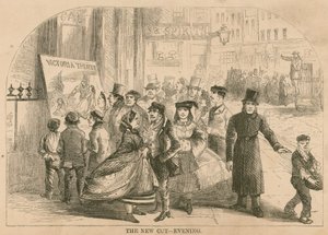 Il nuovo taglio - sera; abbigliamento e costumi indossati al Victoria Theatre, Londra